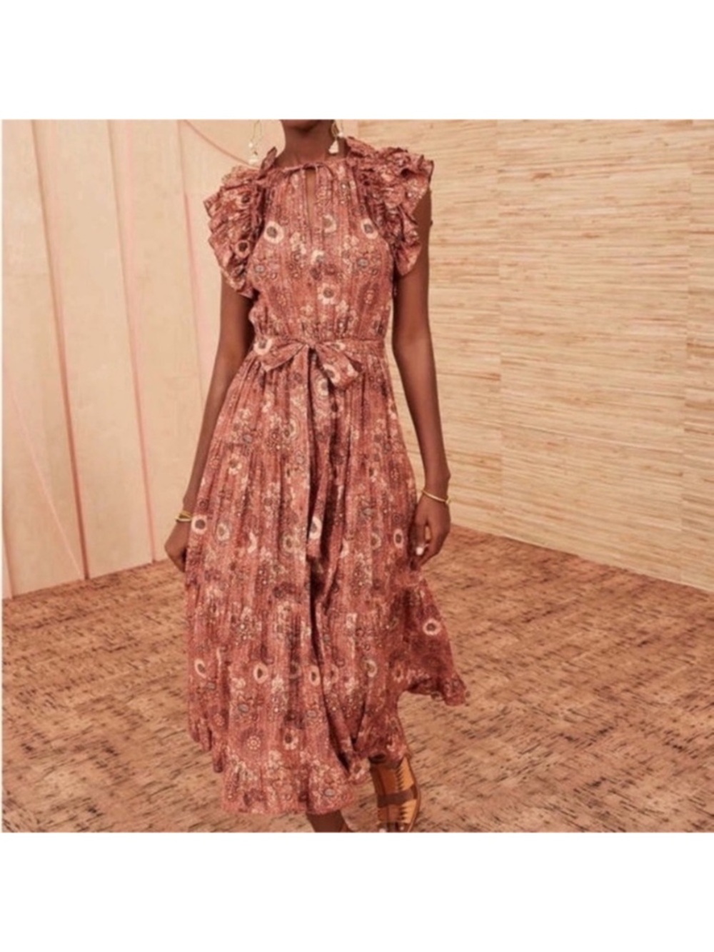 Ulla Johnson - Virginia Rosebud Ruffle-Sleeve Midi Dress, Size 6